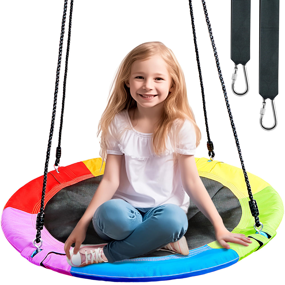 TURFEE 40-inch rainbow saucer tree swing ready for backyard fun