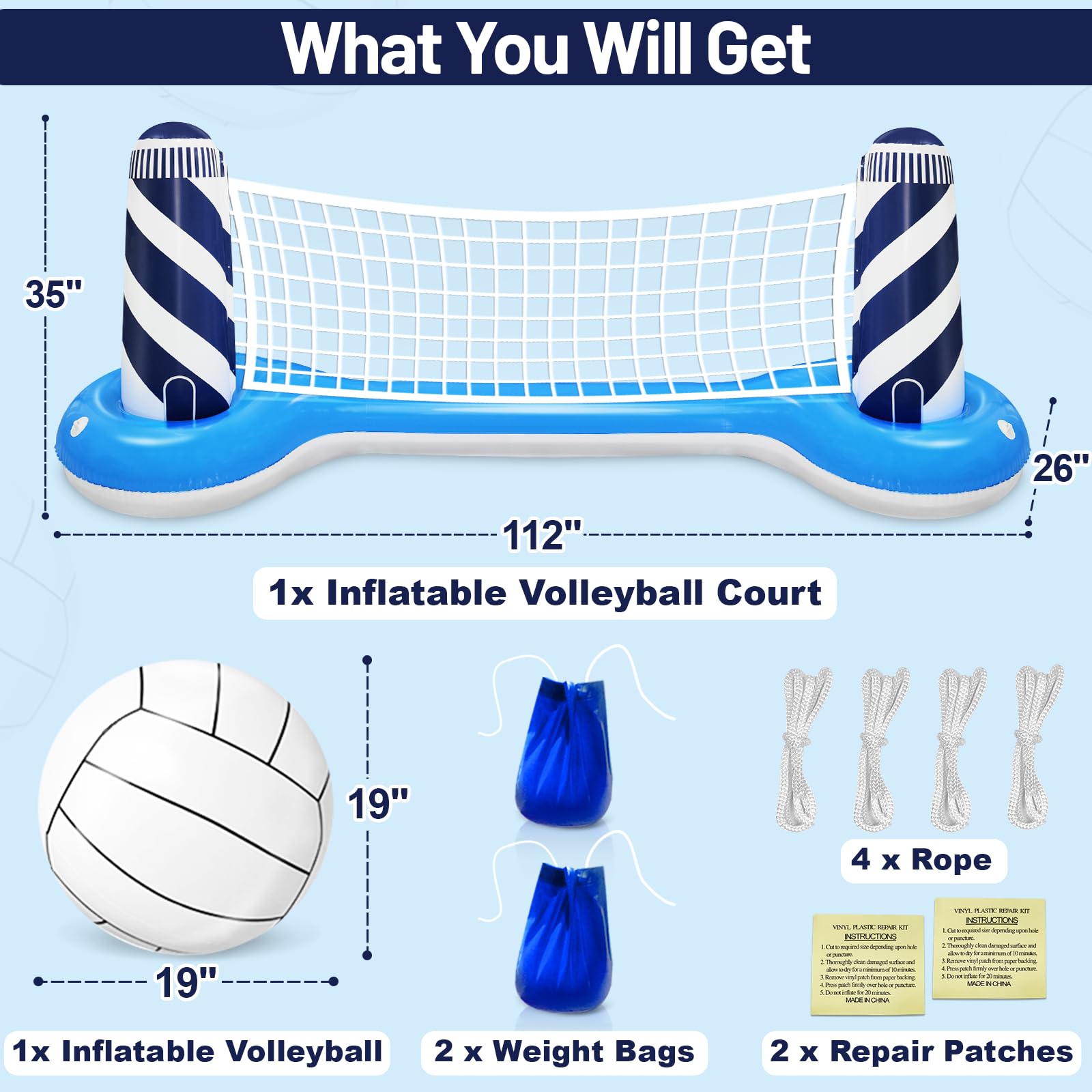 TURNMEON 19-inch volleyball ball for pool games and family play