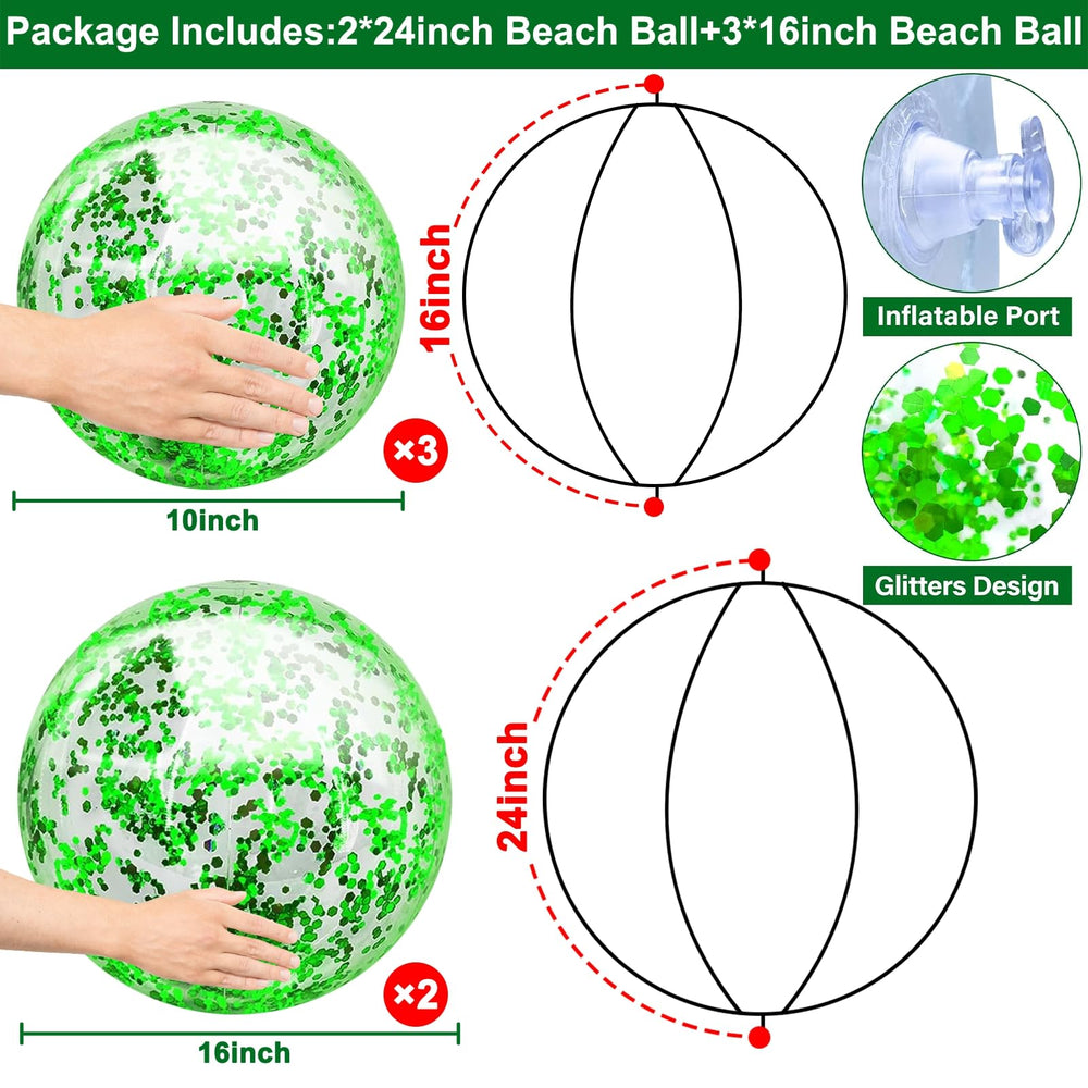 TurnMeon 24-inch sequin ball interior glitter adds festive pool appeal.