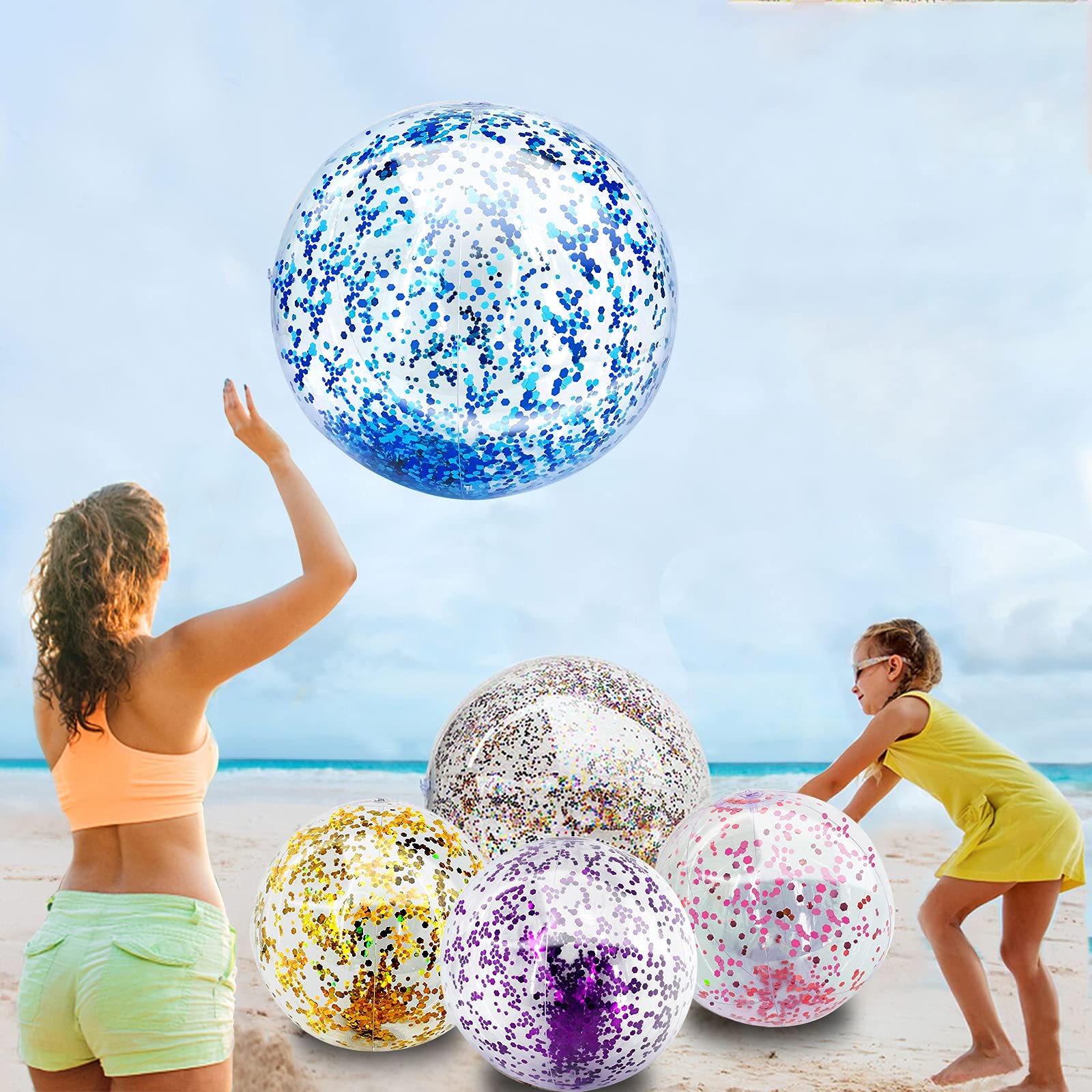 TURNMEON 5-piece beach ball set shown front view for group play.
