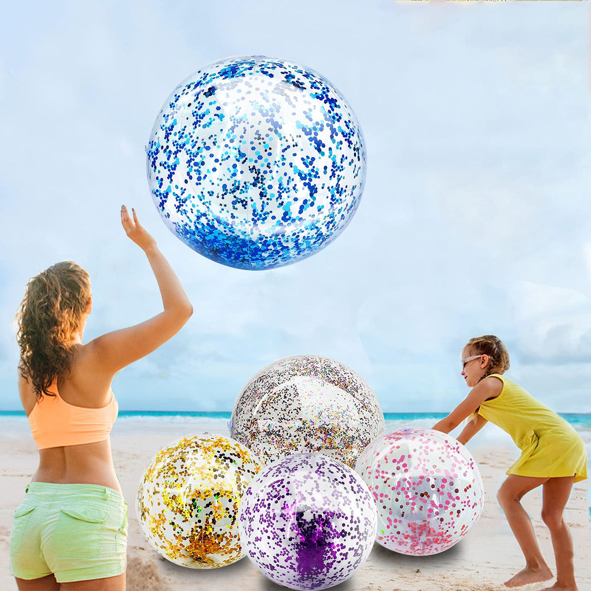 TURNMEON 5-piece beach ball set shown front view for group play.