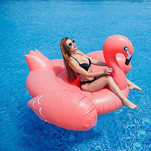 TURNMEON easy deflate and storage flamingo pool float after use