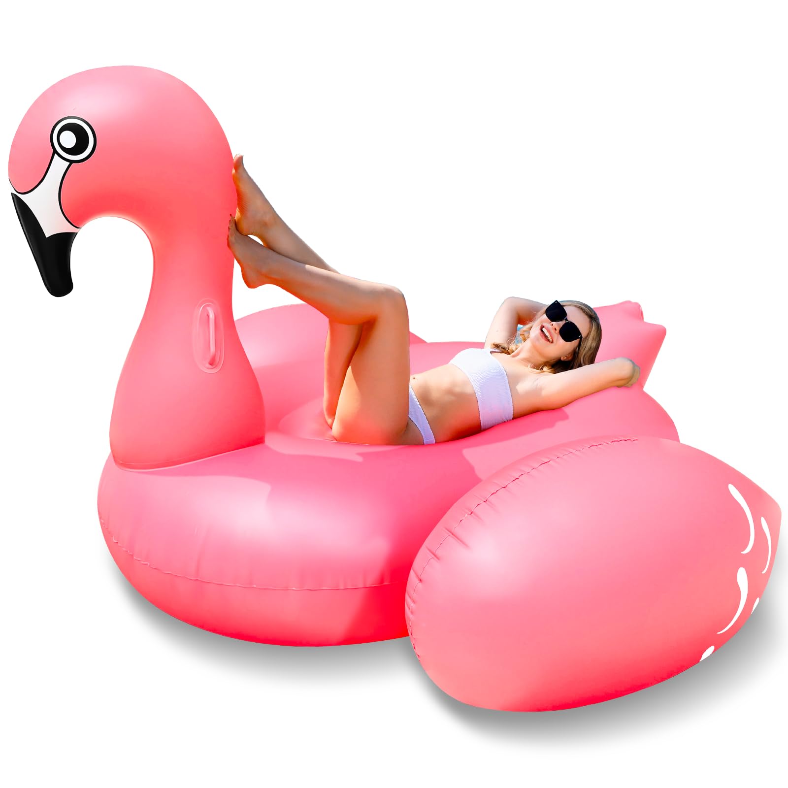 TURNMEON large 102-inch flamingo float provides ample lounging space