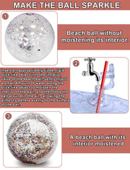 TURNMEON glitter beach ball 16inch closeup shows soft durable PVC surface.