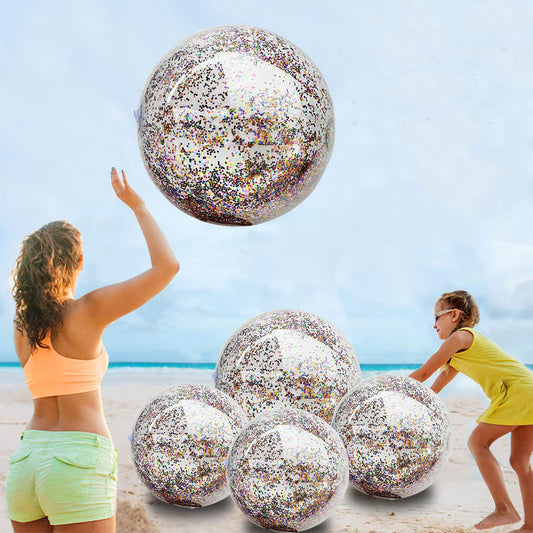 TURNMEON glitter beach ball 24inch swirls sequins for sunny pool parties.