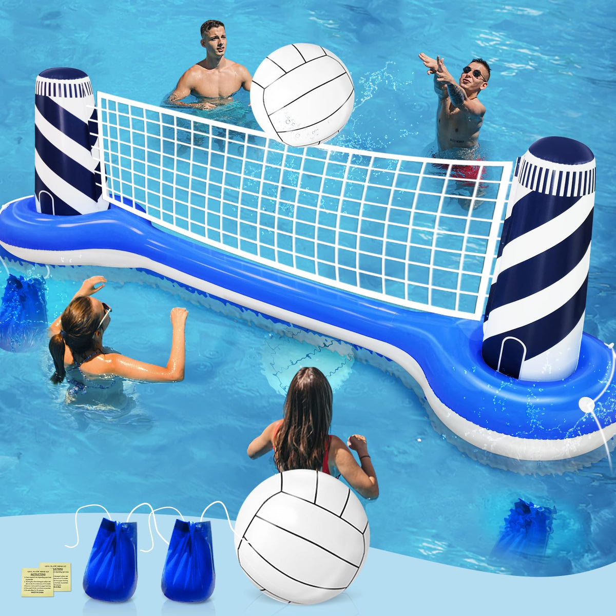 TURNMEON inflatable pool volleyball net for backyard party fun