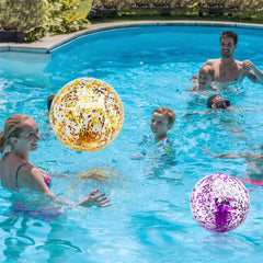 TURNMEON 12-pack glitter beach balls for family gatherings and games.