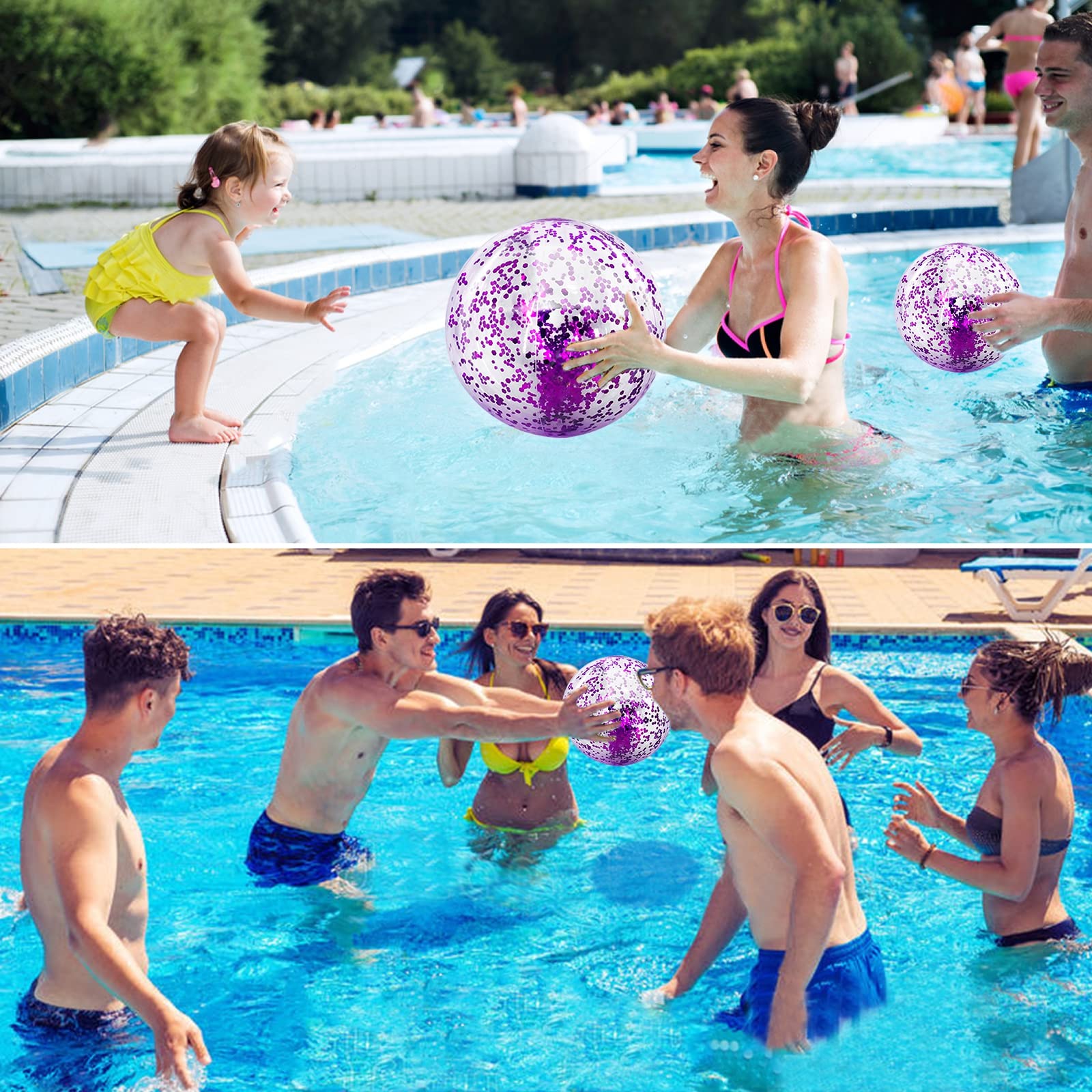 TURNMEON 16-inch sequins beach ball ideal for quick tosses at the beach or pool