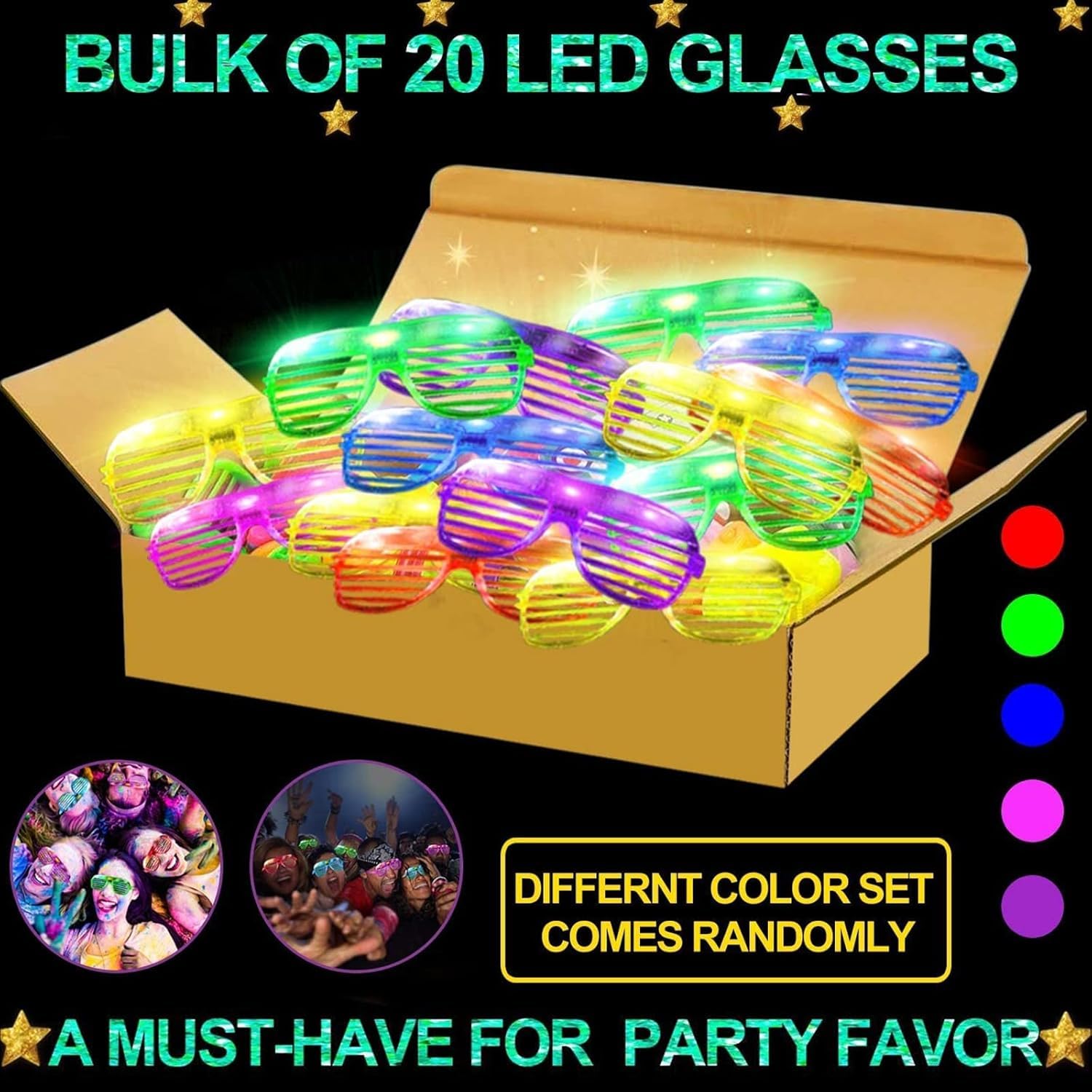 TURNMEON light-up glasses close-up on/off switch for quick, reusable glow.