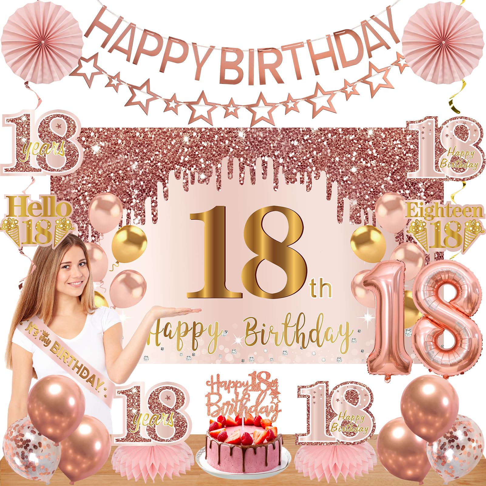Turypaty 18th birthday backdrop for vibrant photos and party ambience