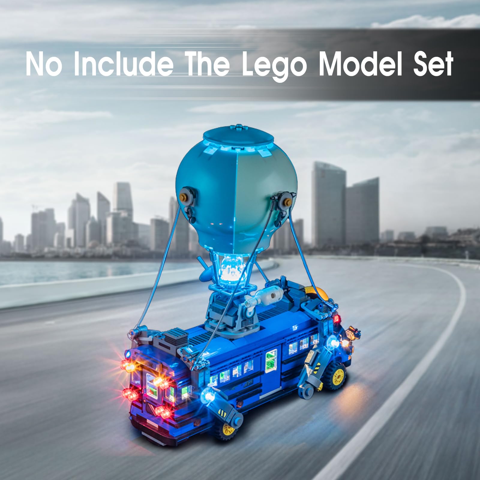 Tusedna Battle Bus 77073 LED side glow highlights brickwork