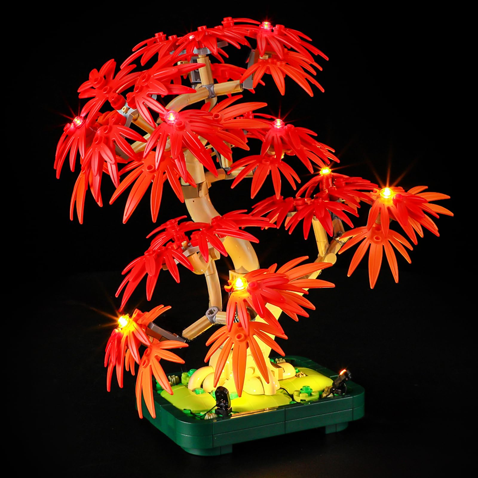 Tusedna LED light kit for Lego 10348 bonsai base illumination enhances trunk detail.