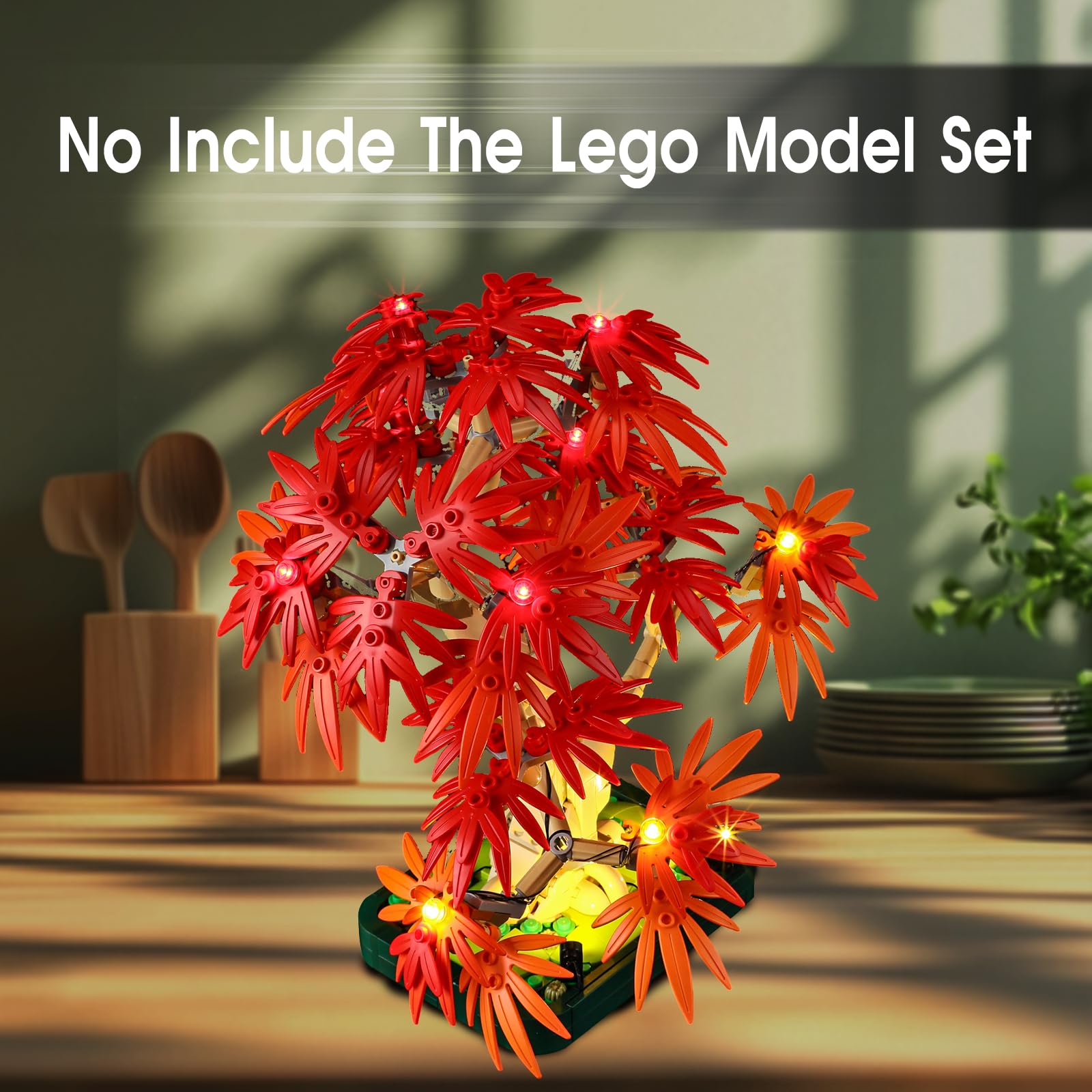 Tusedna LED light for Lego 10348 bonsai canopy glow adds autumn ambiance.
