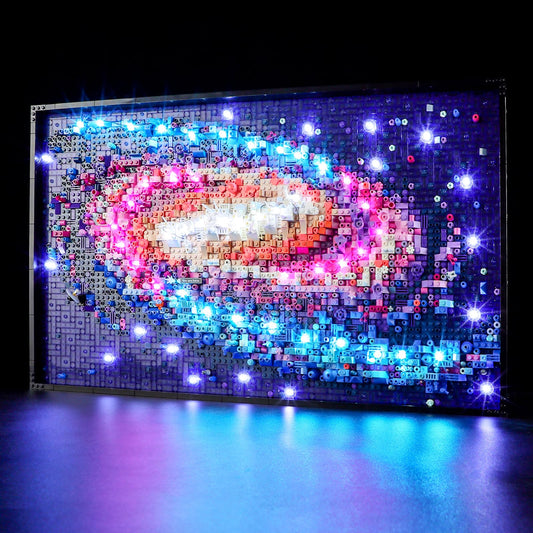 Tusedna LED light for LEGO 31212 Milky Way, front-lit display with vibrant night-sky glow.