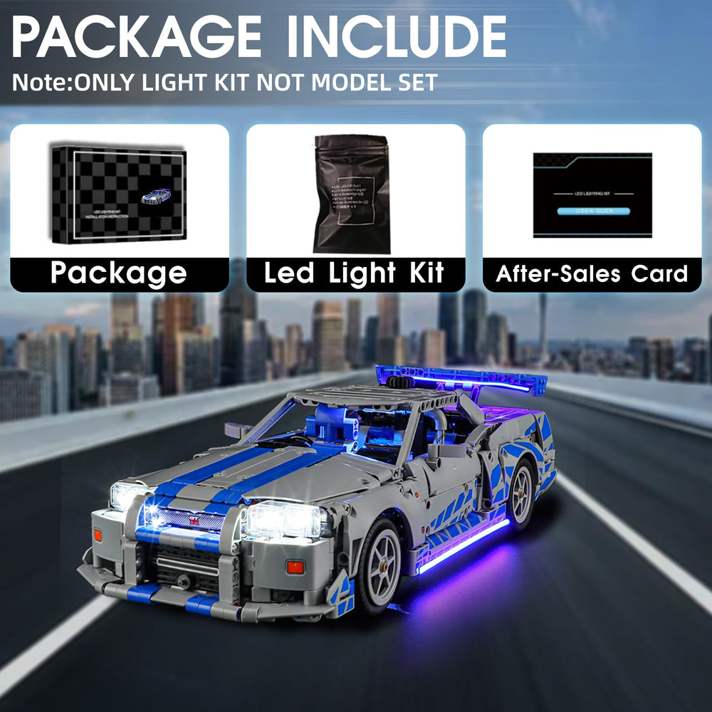 Tusedna LED light kit for LEGO 42210 side profile with vivid glow on model