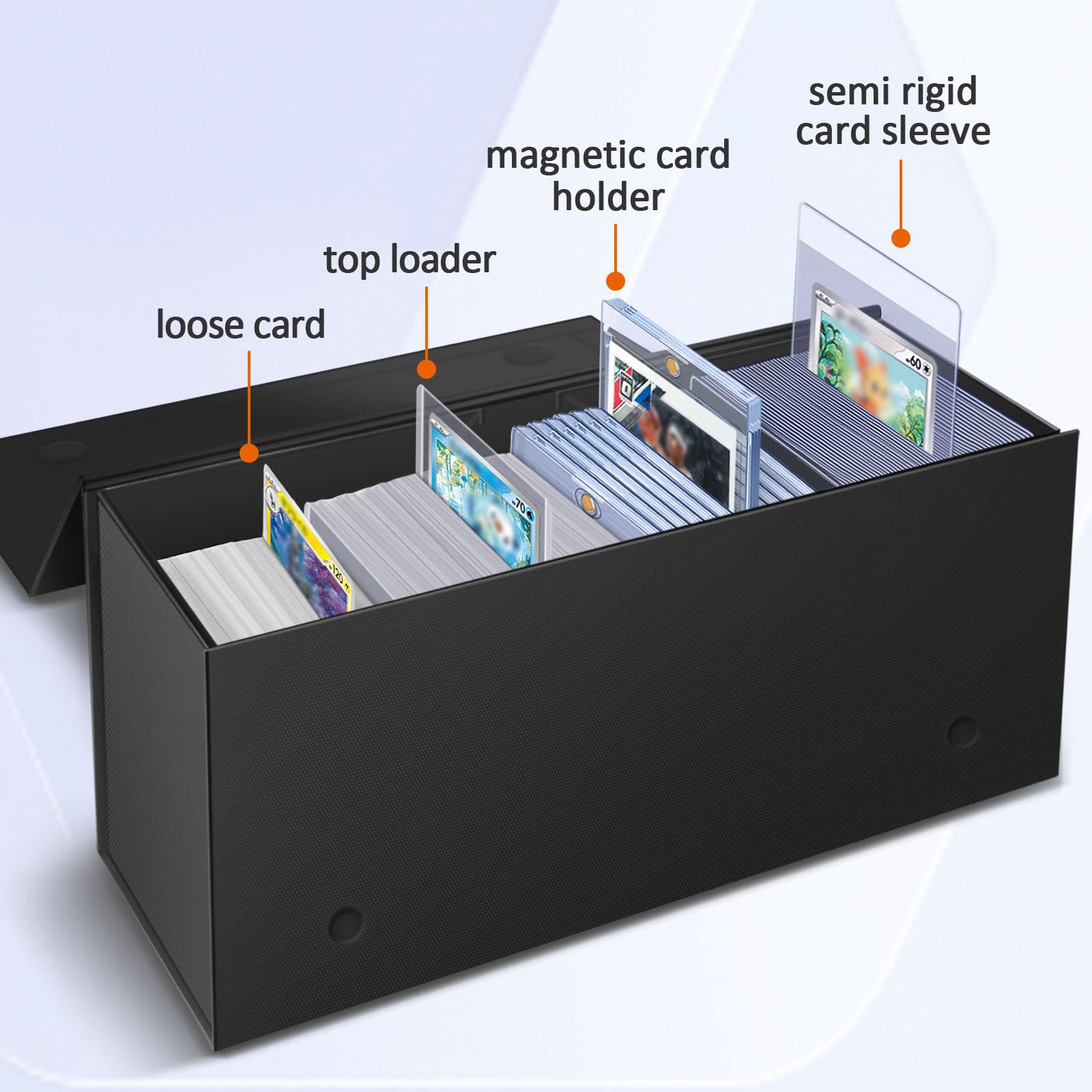 Tutata trading card storage vertical design keeps collections tidy and accessible.