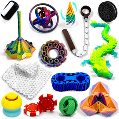 TUTHKOTH 14-in-1 fidget set clicker: portable focus aid and stress-relief desk companion.