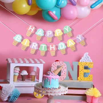 TUTOTU ice cream banner photo-props vibe supports cute birthday portraits.