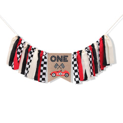 TUTOTU Race Car One High Chair Banner ideal for cake smash photos.