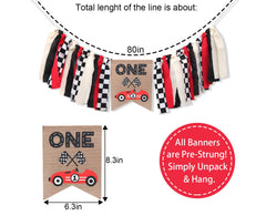 TUTOTU Race Car Banner wall display for racing themed party decor and photo moments.