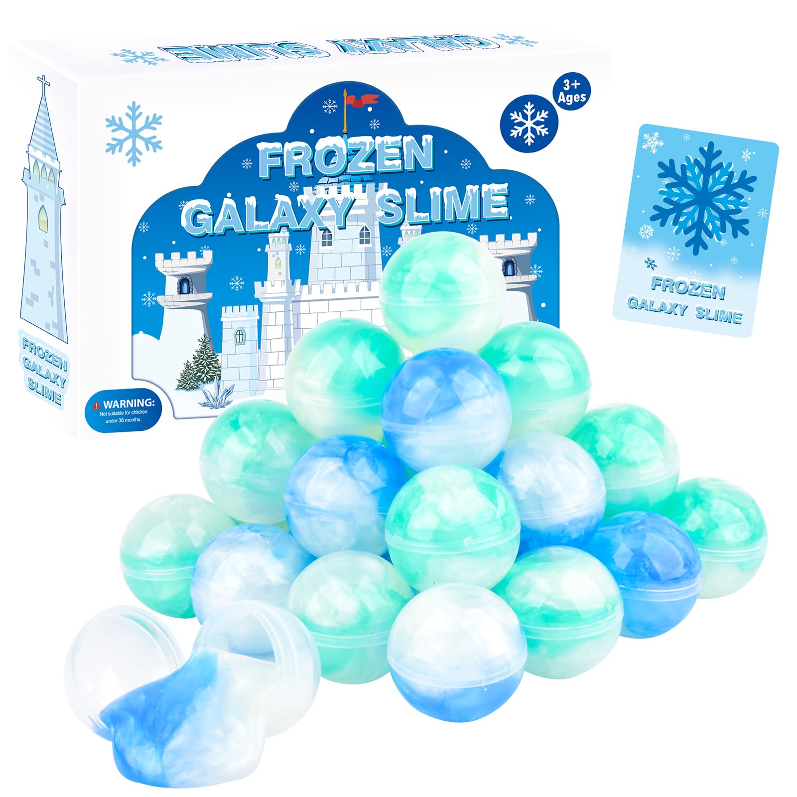 tuupowana frozen slime set packaging, snowy theme ideal for festive gift bags