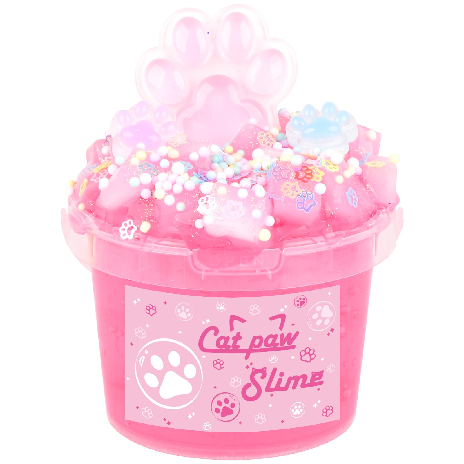 Tuupowana Pink Jelly Crystal Slime jar 300ml in pink, ideal for soft tactile play.