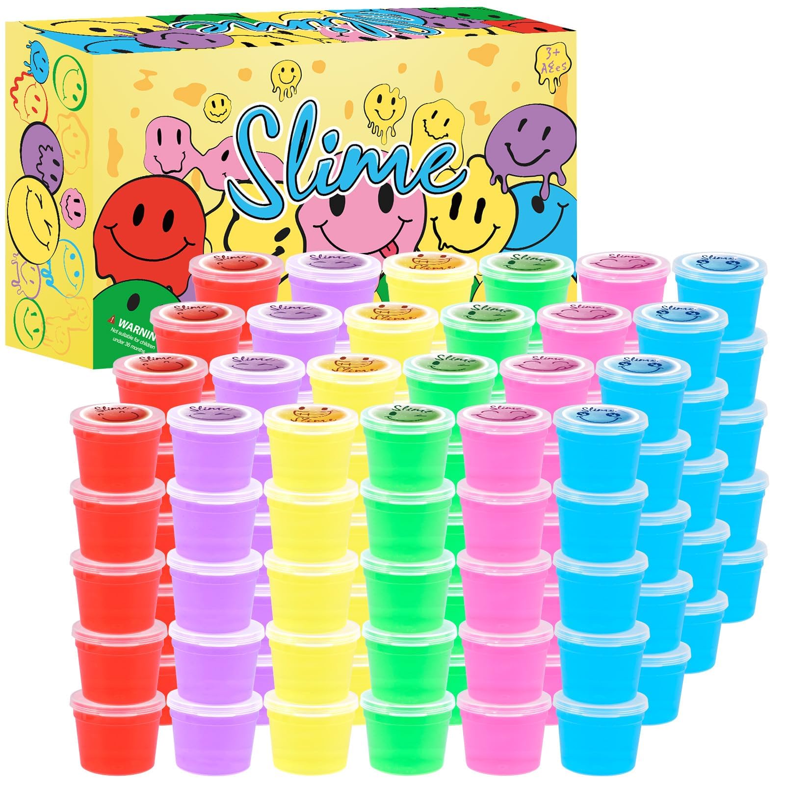 Tuupowana smiling crystal slime set with cheerful faces for creative play.