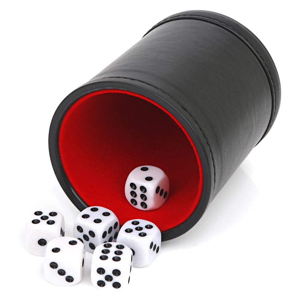 TUZAMA dice cup in black leatherette with felt lining for premium feel