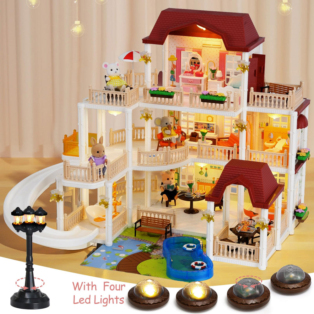 TUZT doll house elevator in action adds dynamic floor-to-floor movement for play.
