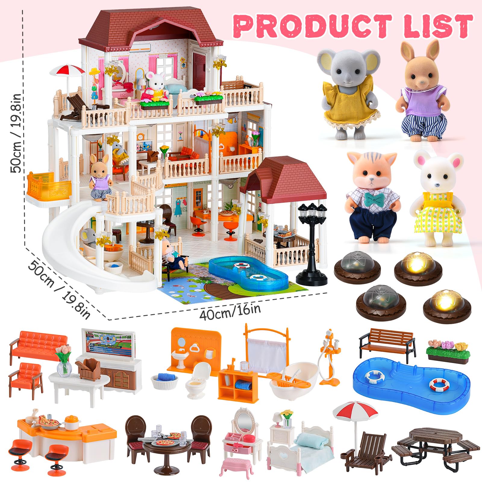 TUZT doll house outdoor pool slide promotes active, imaginative outdoor play.