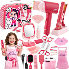 TUZT Hair Salon toy set with carry case organizes all pieces for easy travel.