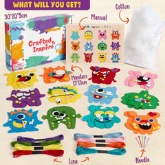 TUZT Monster Sewing Kit contents for beginners to start crafting.