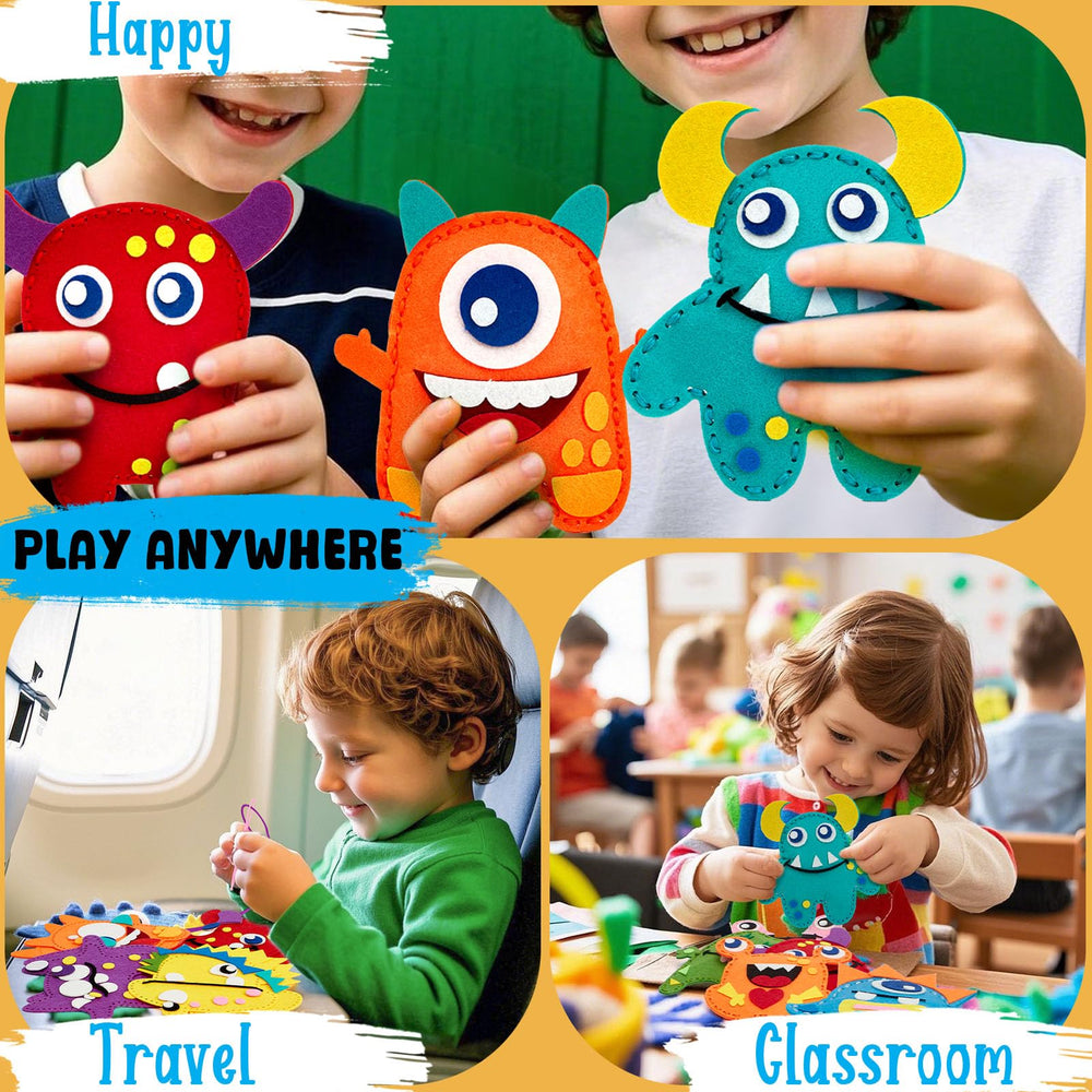 TUZT Monster Sewing Kit bright embroidery thread colors for creative stitching.