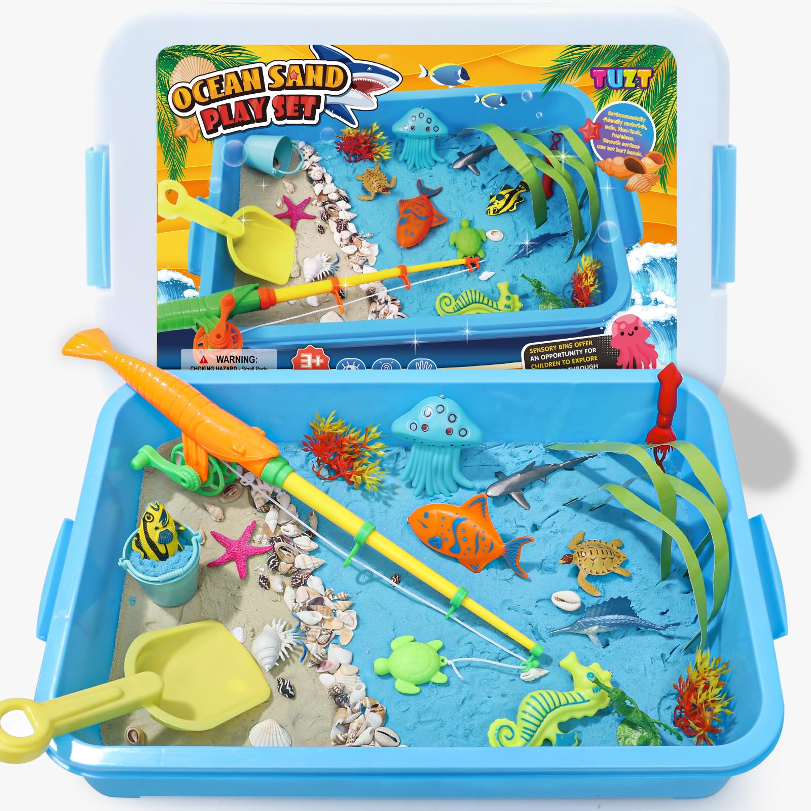 TUZT Magnetic fishing rod included for engaging pretend fishing and motor practice