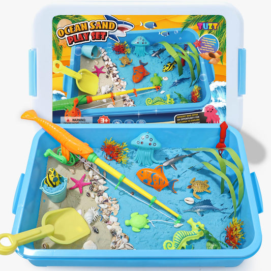 TUZT Magnetic fishing rod included for engaging pretend fishing and motor practice