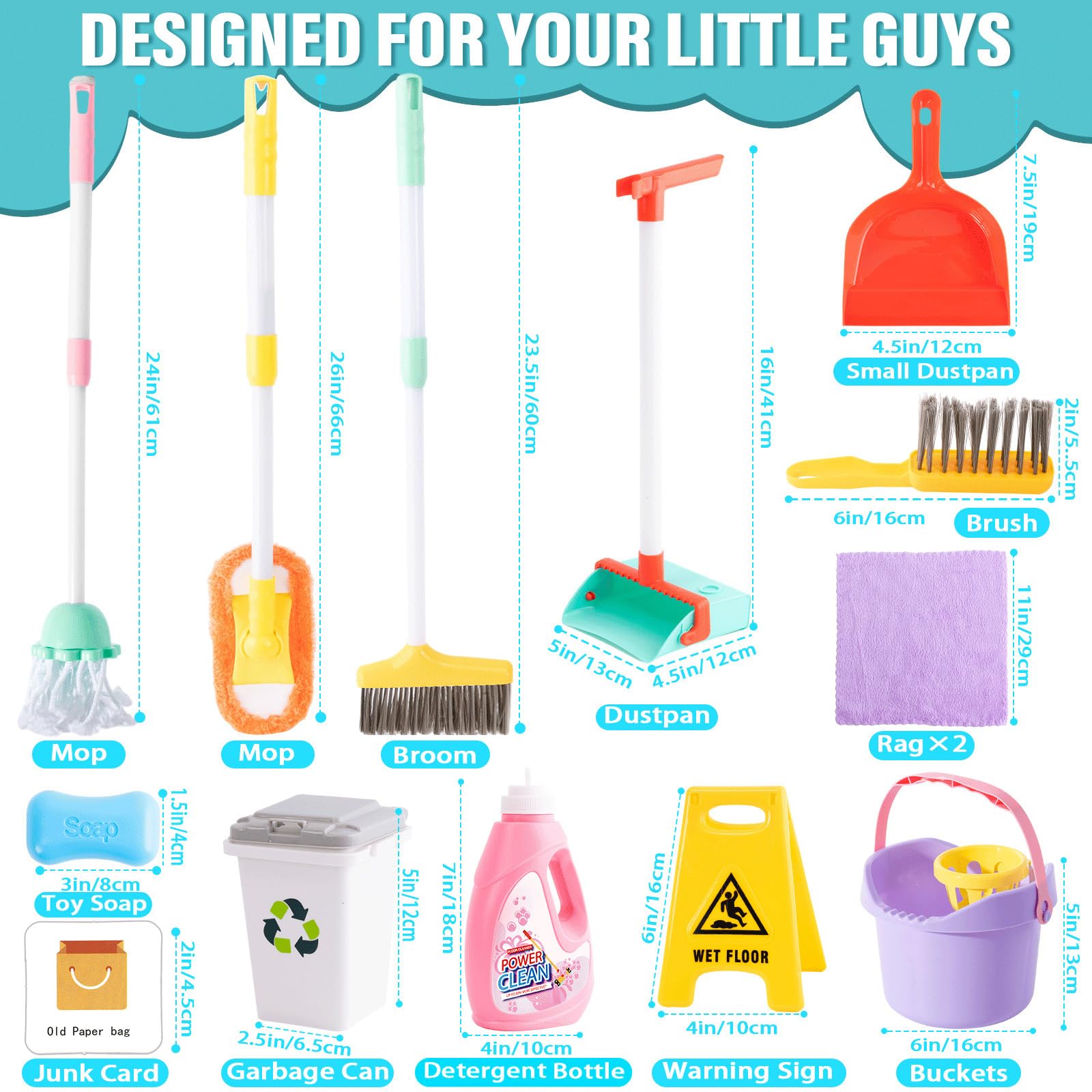 TUZT adjustable mop for height-appropriate play as kids grow