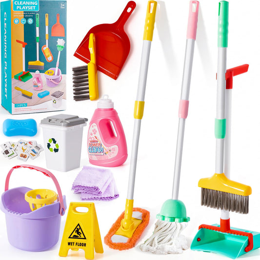 TUZT broom and dustpan set for easy tidying and pretend play