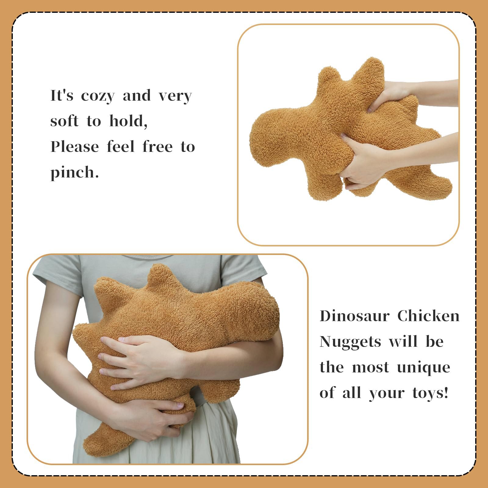 TVVPGG Dino Nugget Pillow used as travel companion for car trips.