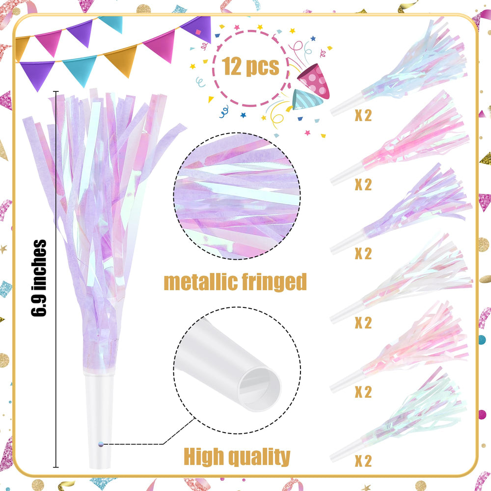 Twavang mermaid-themed noise makers add shimmering flair for graduations.