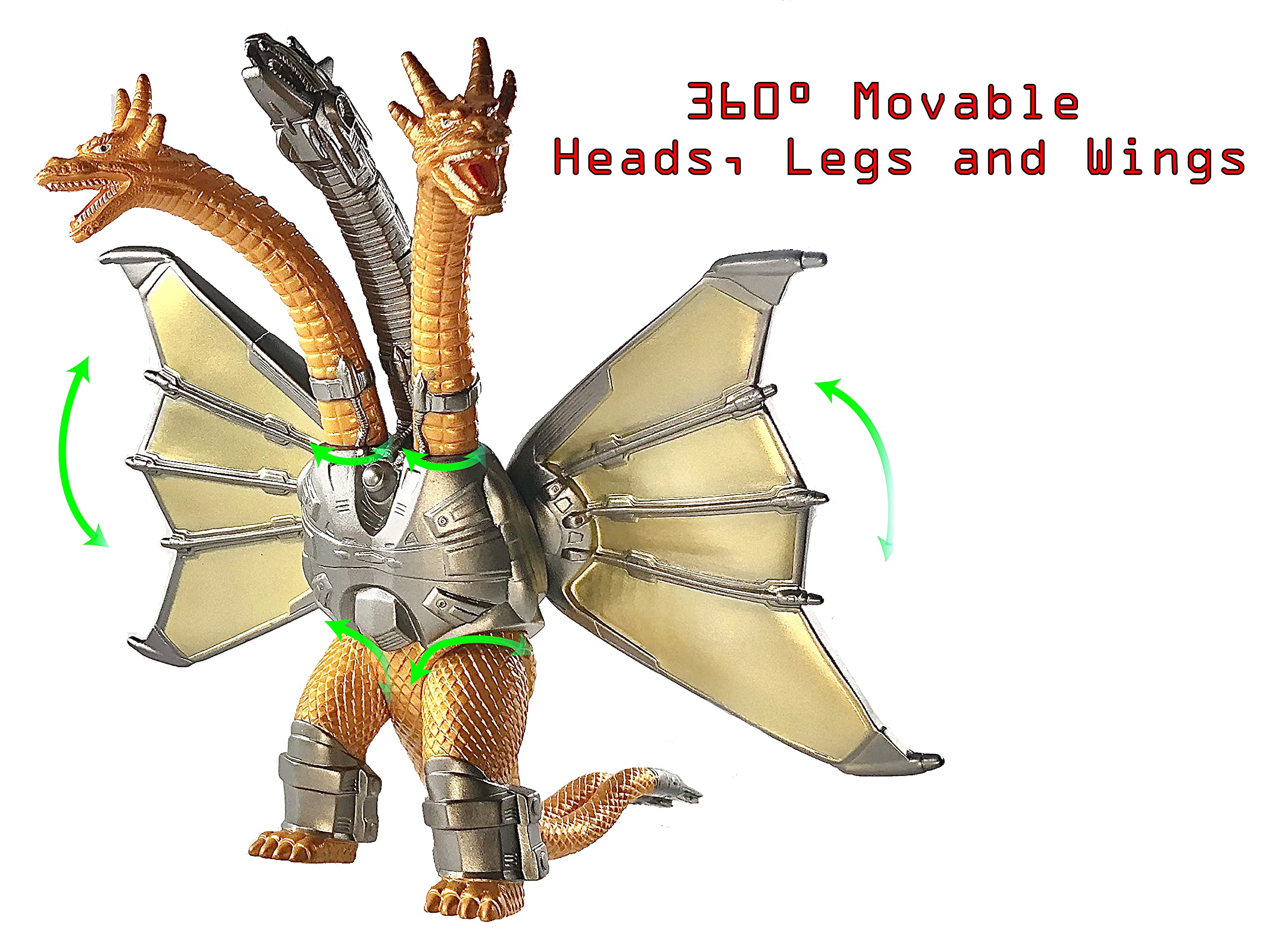 TwCare Ghidorah movable joints pose enables dynamic action shots.