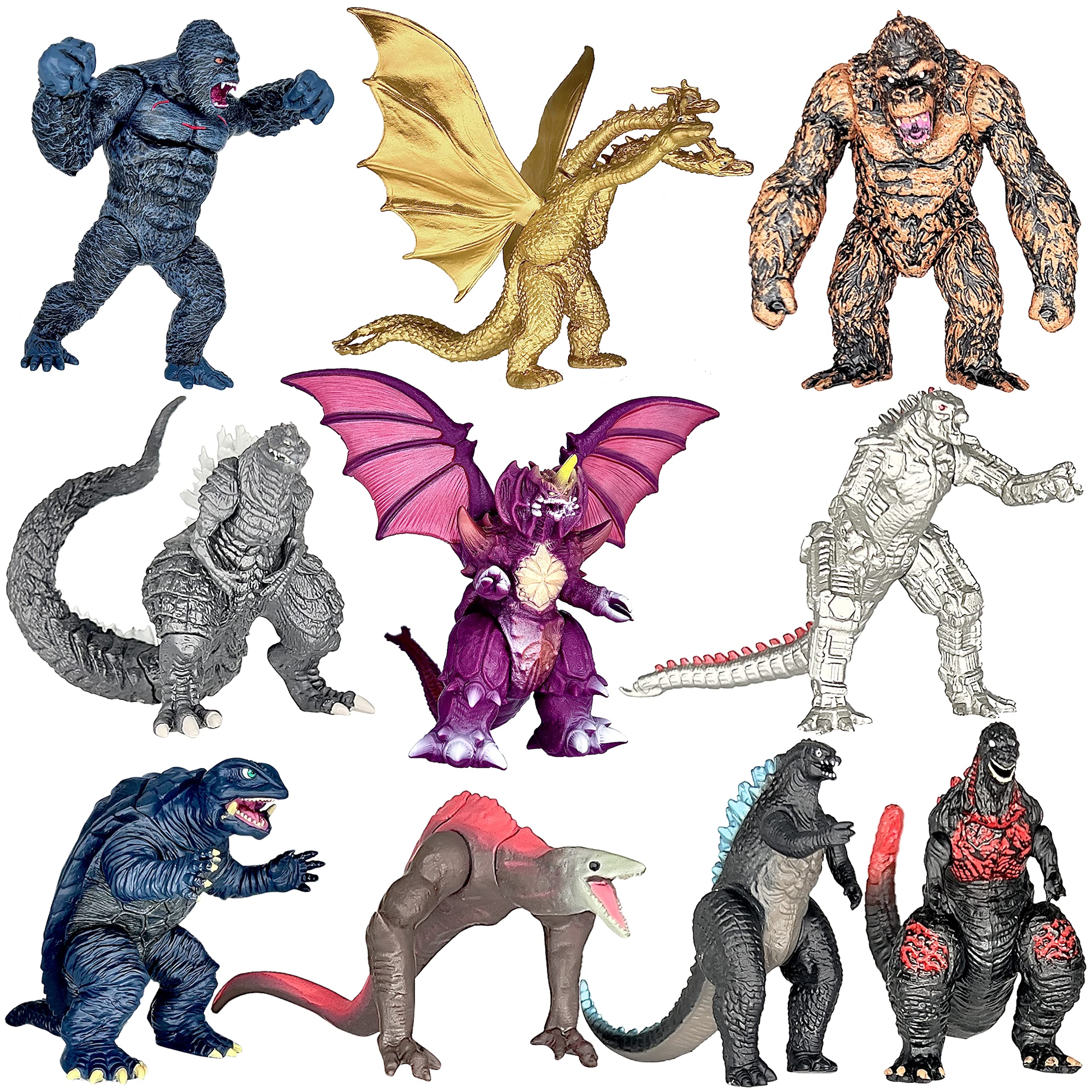TwCare Godzilla vs Kong figures set with movable joints for dynamic posing and display.