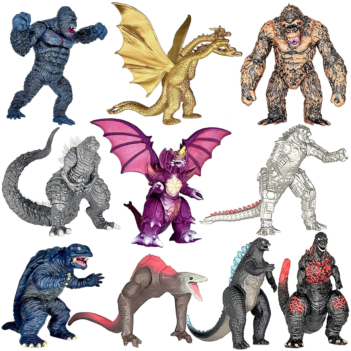 TwCare Godzilla vs Kong figures set with movable joints for dynamic posing and display.