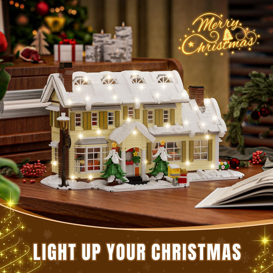 Tweandar warm LED lights detail highlights snow covered rooftops for vivid display