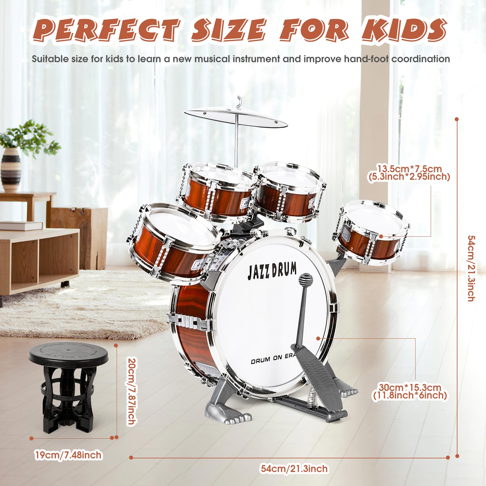 TWFRIC foam-capped drumsticks for gentle tapping suited to beginners.