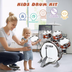 TWFRIC jazz-inspired drum kit design enhances pretend performances for kids.