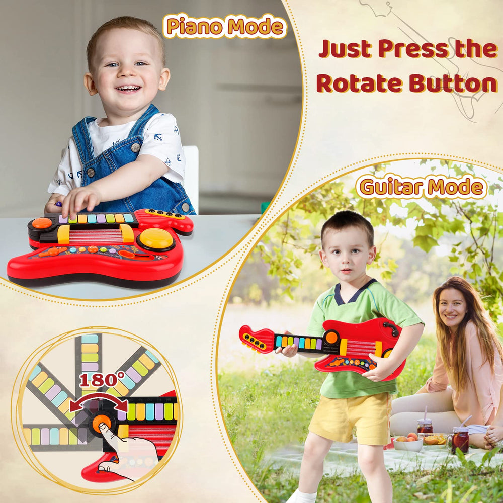 TWFRIC kids guitar with crystal light responds to touch for interactive fun