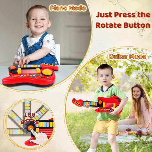 TWFRIC kids guitar with crystal light responds to touch for interactive fun