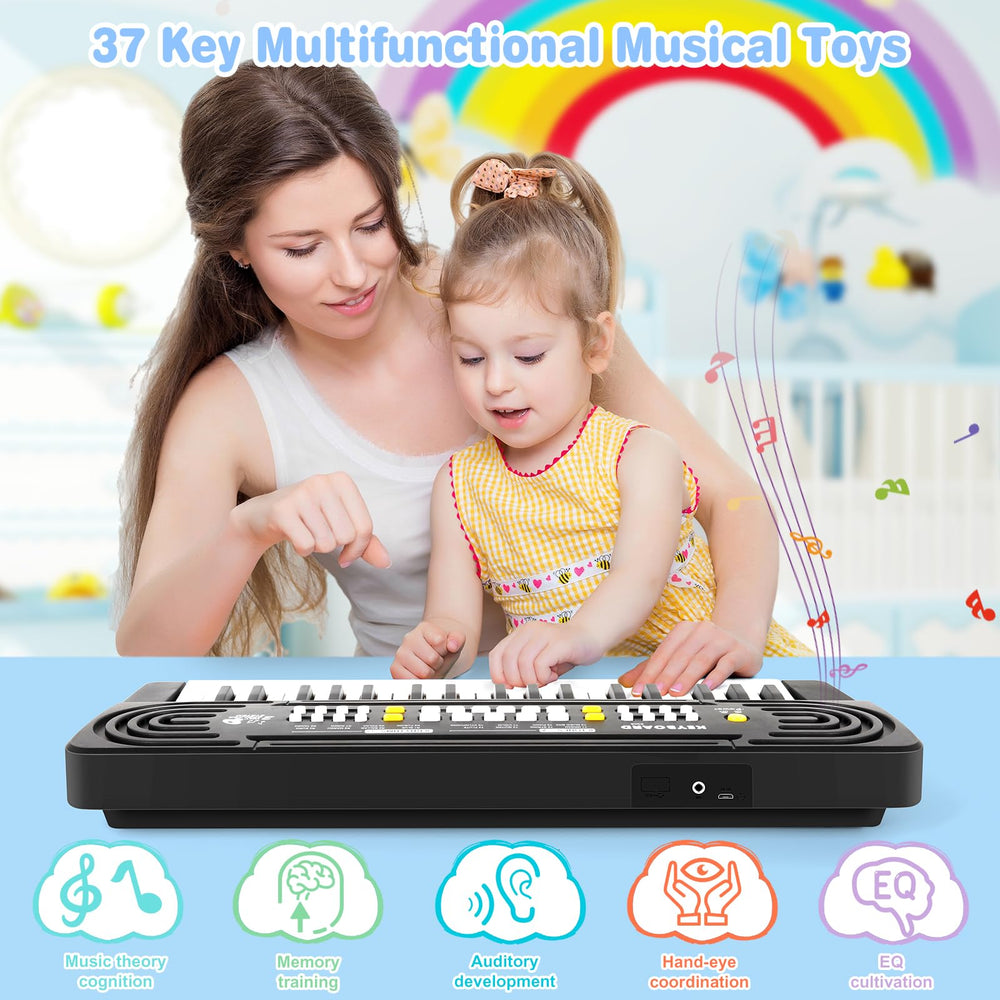 TWFRIC kids piano with microphone demonstrates interactive singing fun