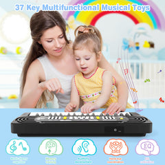 TWFRIC kids piano with microphone demonstrates interactive singing fun