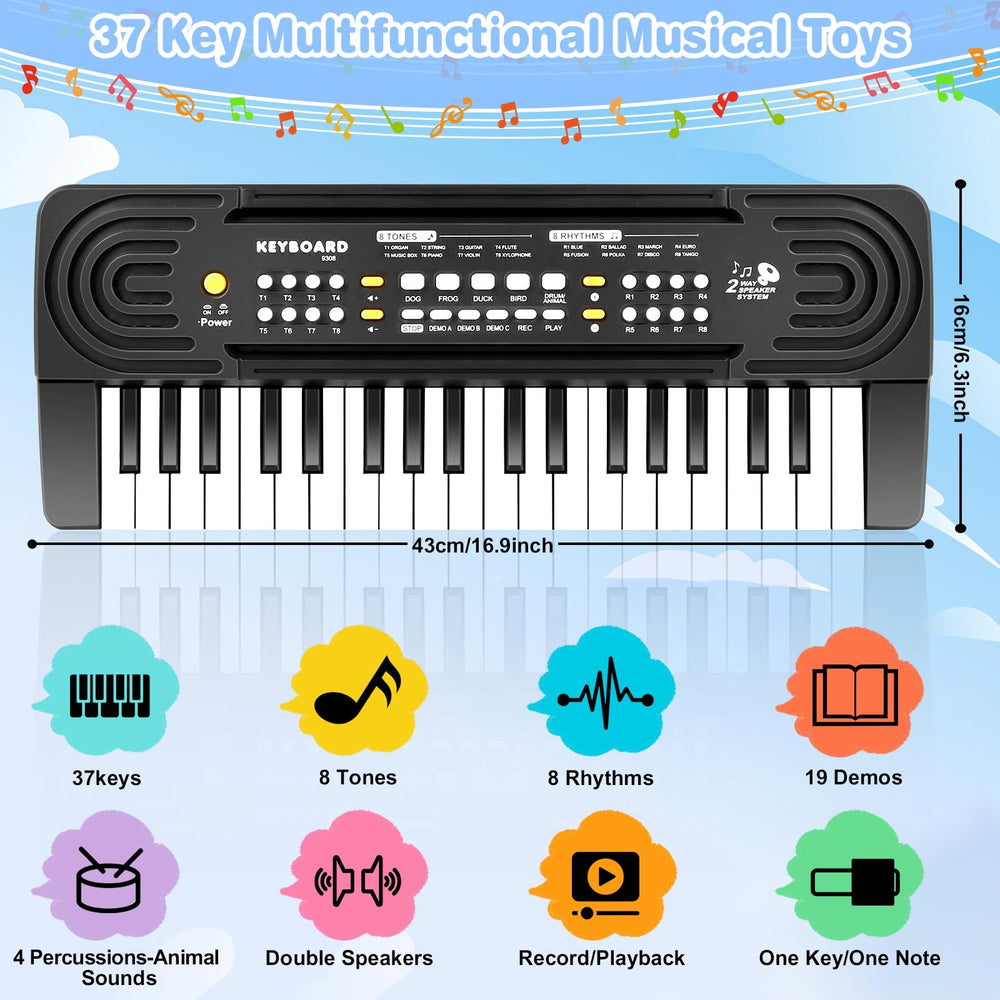 TWFRIC kids 37-key keys closeup shows kid-friendly touch